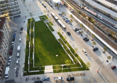 Drohnenaufnahme des Nelson-Mandela-Platzes